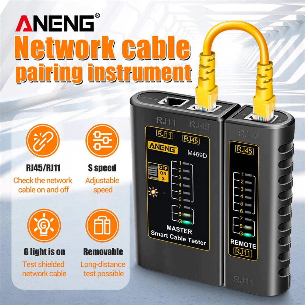 ANENG M469D RJ45 Cable lan tester Network Cable Tester RJ45 RJ11 RJ12 CAT5 UTP LAN Tester Networking Network Repair Tool network cable tester