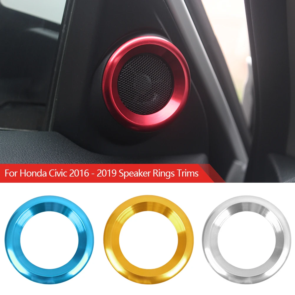 2PCS Car Decor Circle Trims Loudspeaker Anodized Aluminum Car Door