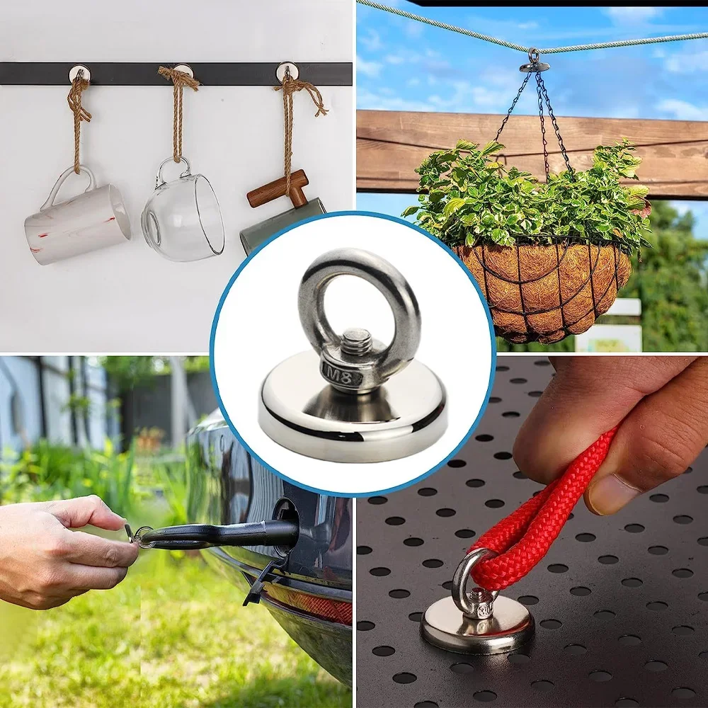 Neodymium Magnets N52 Super Strong with Countersunk Hole Eyebolt for Magnetic Fishing Salvage