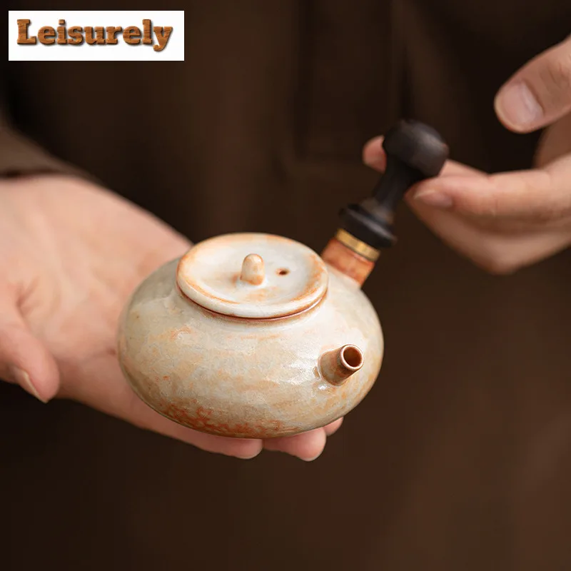 Shino Ware Side Handle Teapot Luxury Tea Infuser Pot Household Tea Maker Kettle With Ball Hole Tea Ceremony Supplies Decoration