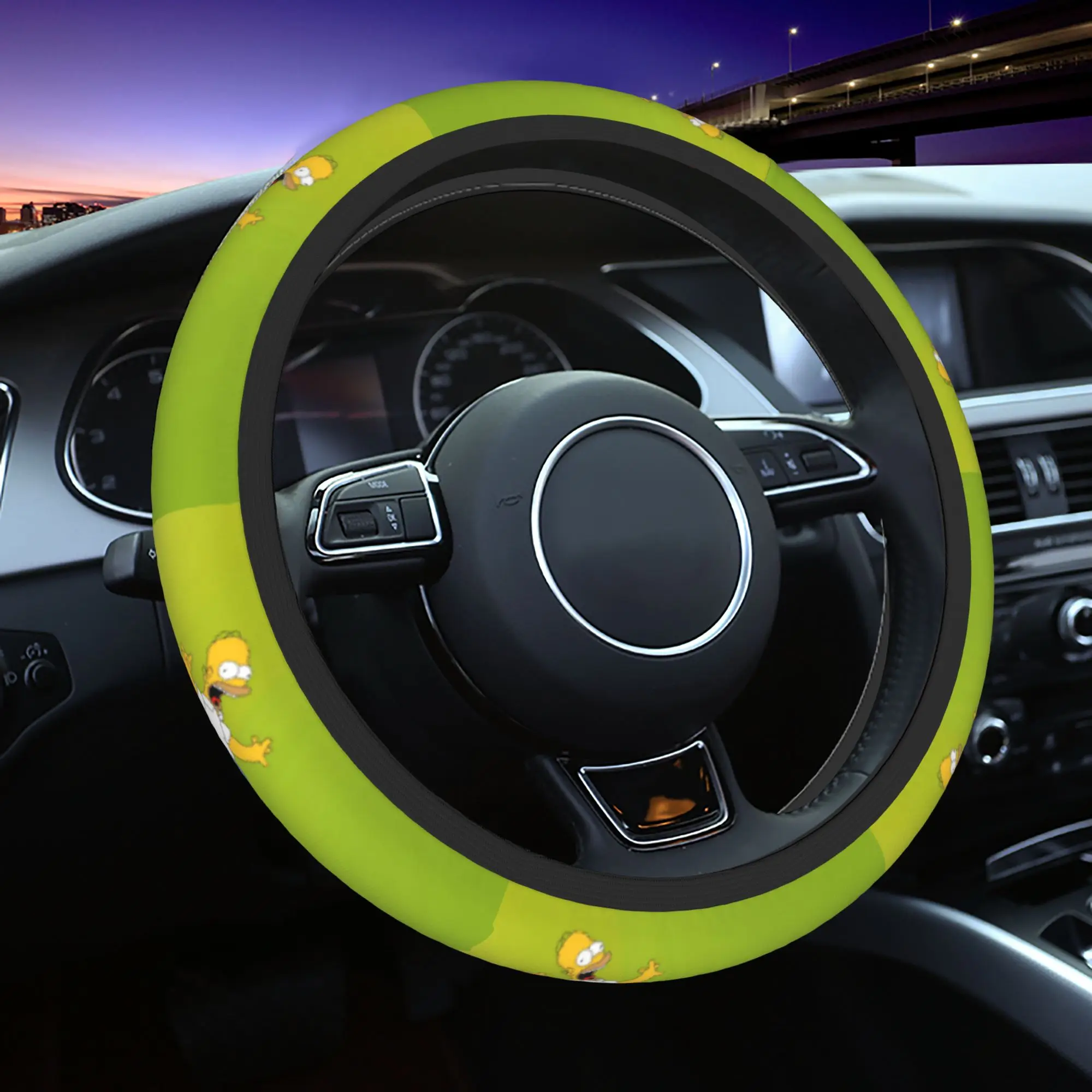 Coprivolante per Auto dei Simpson 38cm Antiscivolo, Copertura Protettiva per Volante, Accessori Auto