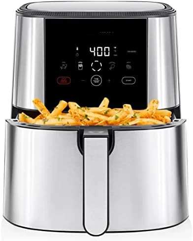 

Touch Air Fryer, Large 5-Quart Family Size, One Touch Digital Control Presets, French Fries, Chicken, Meat, Fish, Nonstick Dishw