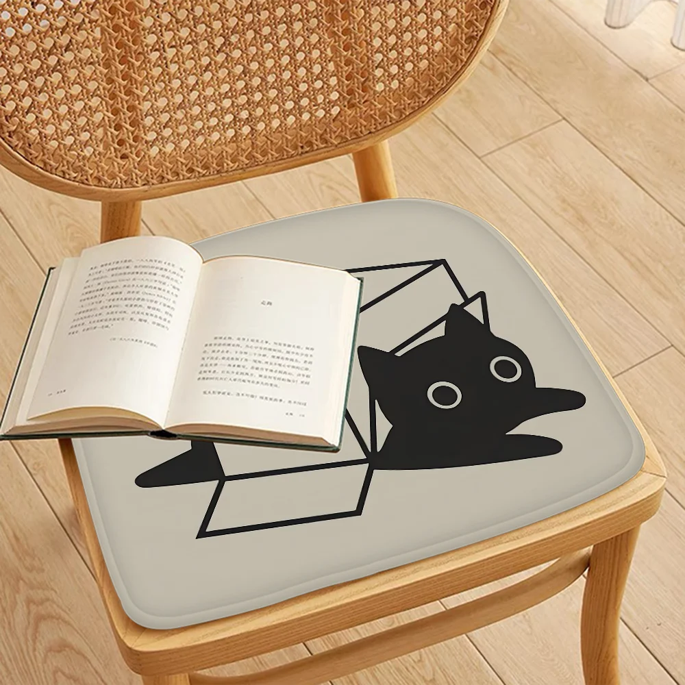 Schwarze Katze, moderner minimalistischer Stil, Plüschkissen, Heim-Rückenkissen, weich, bequem, 50 x 50 cm, Stuhlmatten-Pad – Detail 13