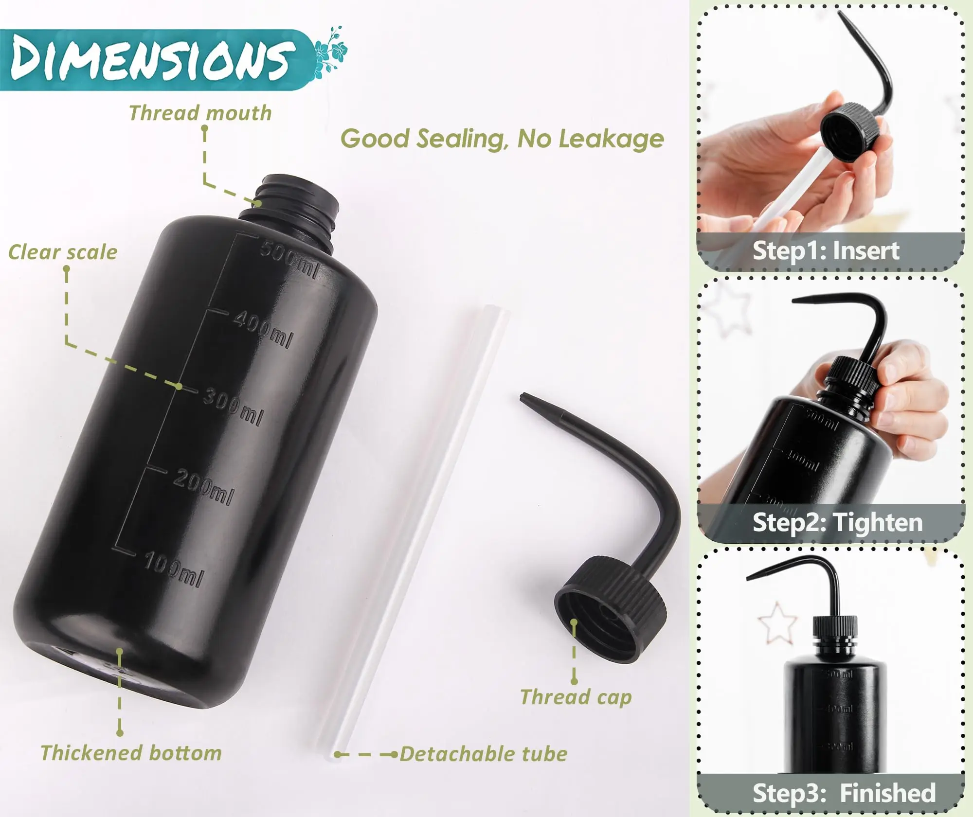Tattoo Wash Bottle Safety Rinse Bottle Watering Tools Irrigation Squeeze Sprinkling Can Wash Tattoo Supplies