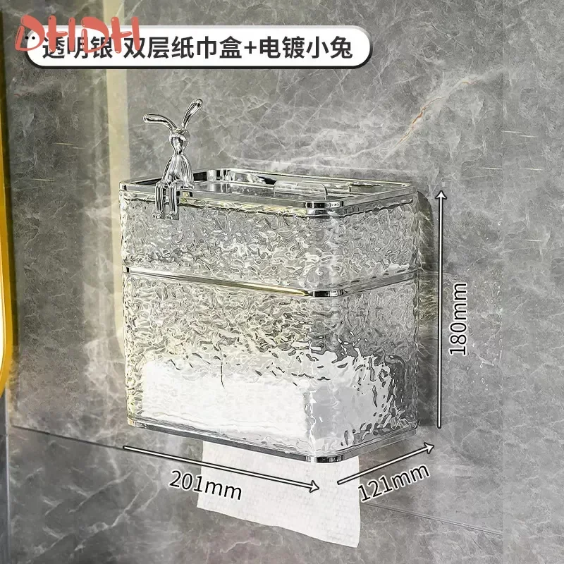Punch Free Tissue Dispenser Hand Wiping Paper Box Toilet Toilet Paper Box Wall Mounted Household Toilet Paper Drawer 6