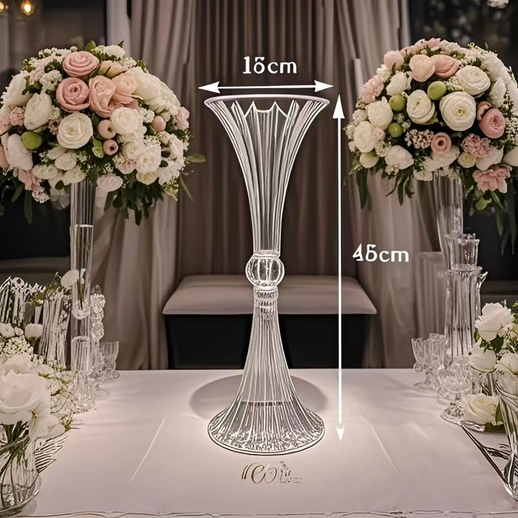 10pcs 45cm high new acrylic transparent trumpet wedding vase table decoration 2
