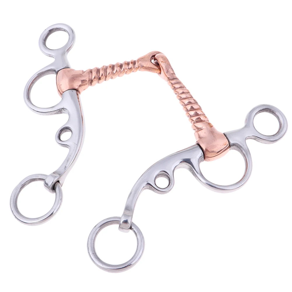 Horse Snaffle Ring Horse Snaffle BT1146 Stainless Steel Copper Roller Mouth Snaffle Bit Wire Wrapped Mouth pony horse baud gag bit horse riding schooling equestrian equipment 90mm horse mouth snaffle