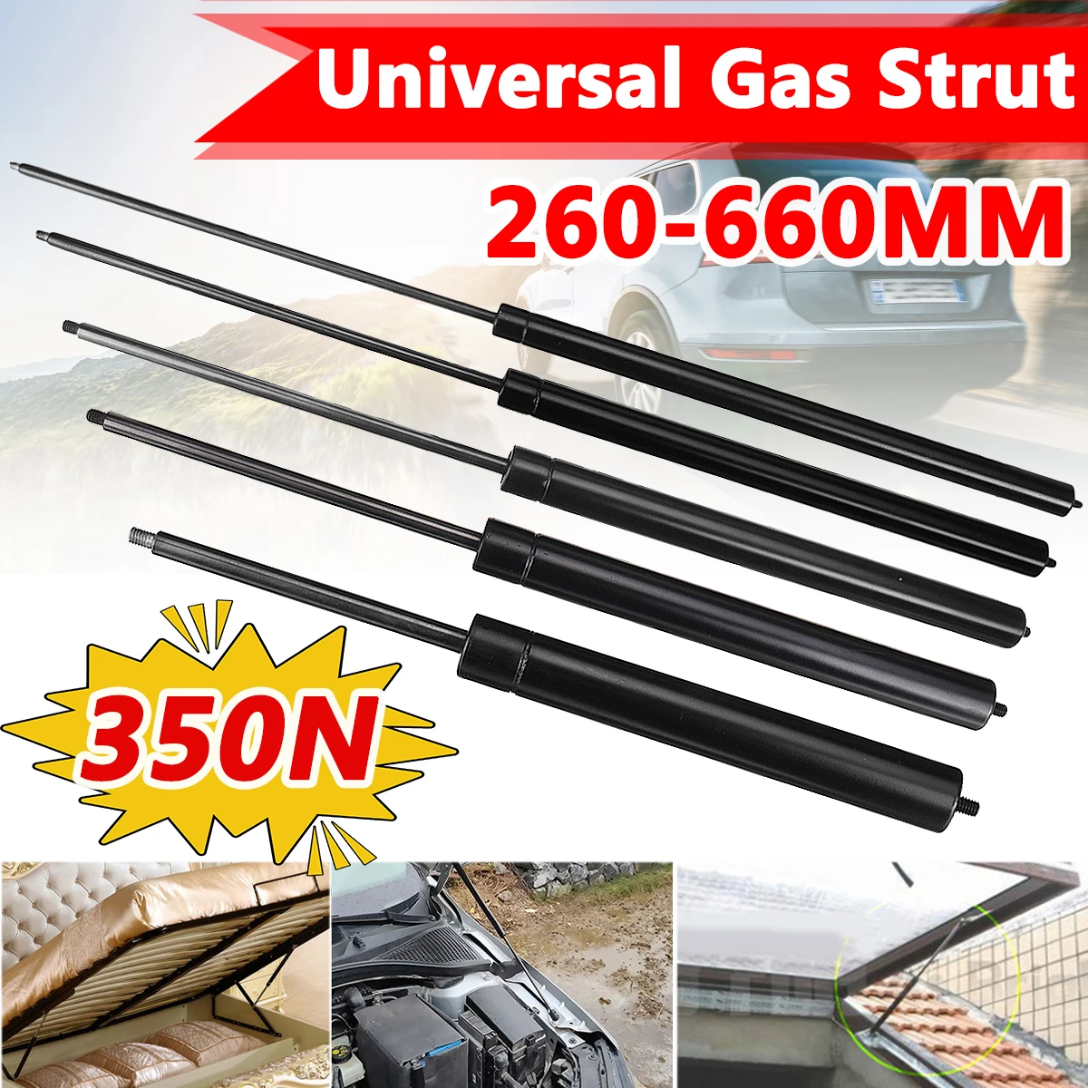 1pcs 260660mm 350N 8mm Car Gas Strut Bars Gas Spring Hood Support Rod