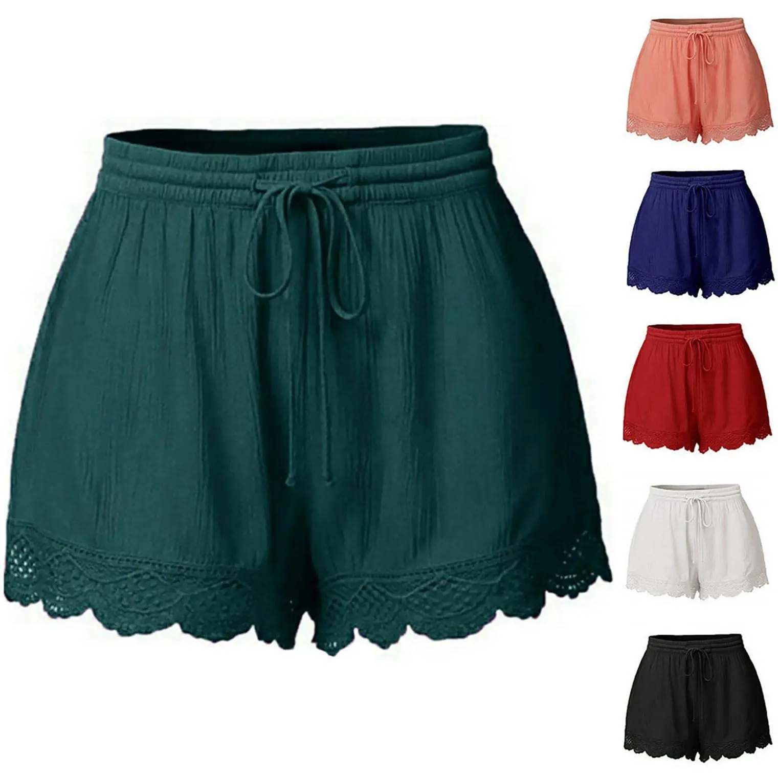 women shorts summer casual sports shorts high waist shorts casual short pants yoga shorts ladies cotton soft elastic trouser Lace Casual Pants Sports Shorts Women Summer Anti Emptied Skinny Shorts Casual Lady Elastic Waist Beach Correndo Short Pants