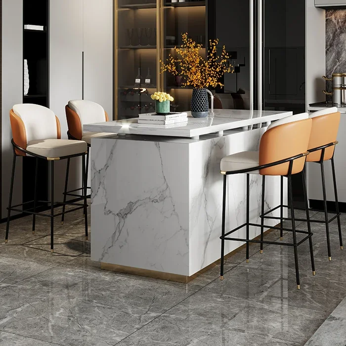 Hot Wholesale Orange Cushion Metal Bar Stool – Modern Luxury 5