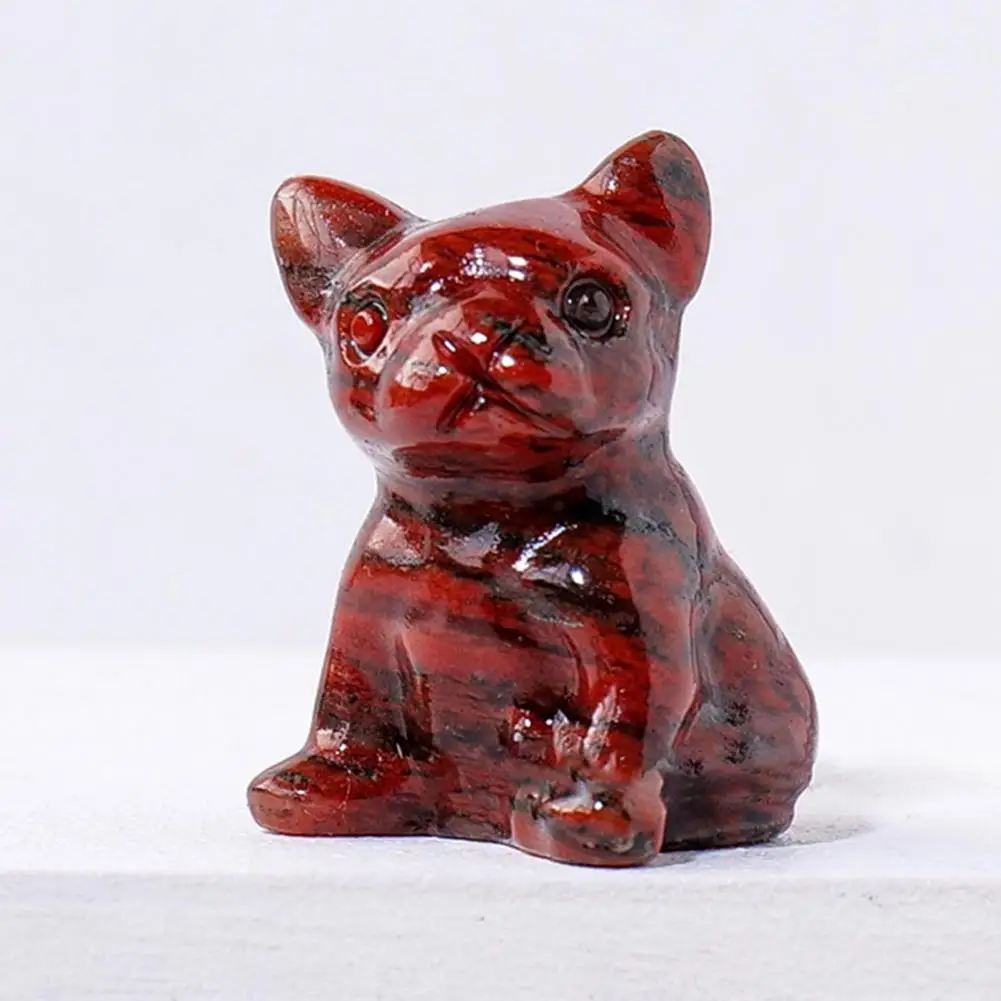 

Natural Stone Figurine Bulldog Statue with Rose Quartz Faux Adorable Dog Gift Decor Healing Stones Collectible for Cute for Dog