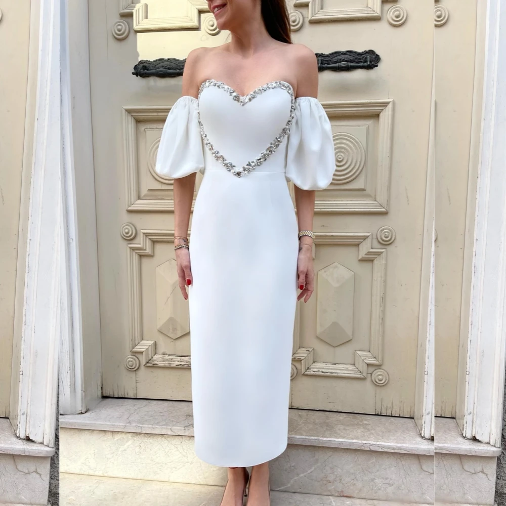 

Prom Dress Evening Jersey Sequined Wedding Party Straight Off-the-shoulder Bespoke Occasion Gown Midi Dresses Saudi Arabia