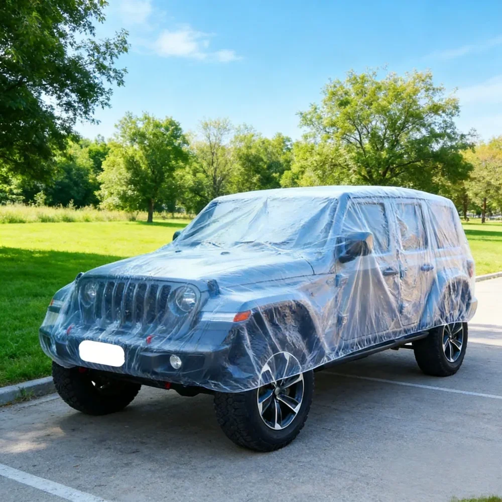 Disposable Transparent Car Cover Universal PEVA Dustproof Scratch Elastic Dust Cover Car Exterior Protection Accessories
