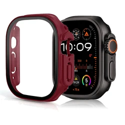 High-Definition Explosion-Proof Protective Case with Tempered Film for Ultra 49mm (Wine red)