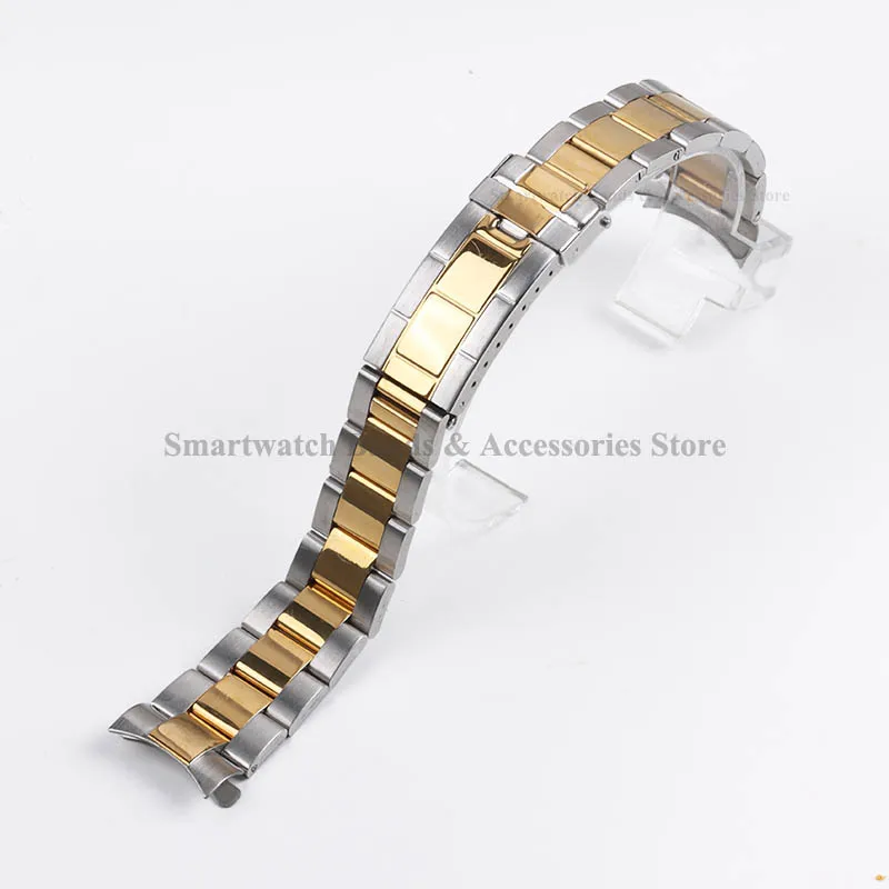 Premium 20mm Stainless Steel Watch Strap with Diving Buckle & Curved End