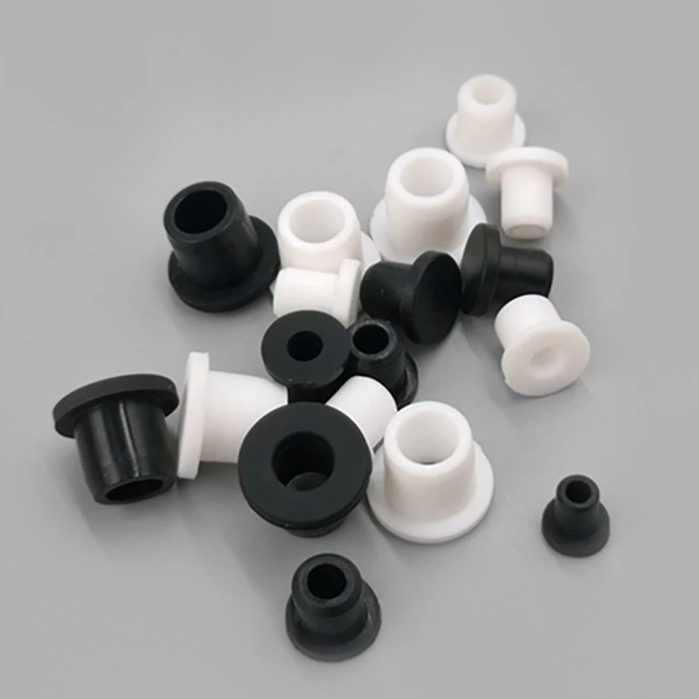 5mm-30mm preto/branco silicone borracha grommet buraco plugues tampões de extremidade bung t tipo cabo de fio proteger bush vedação junta