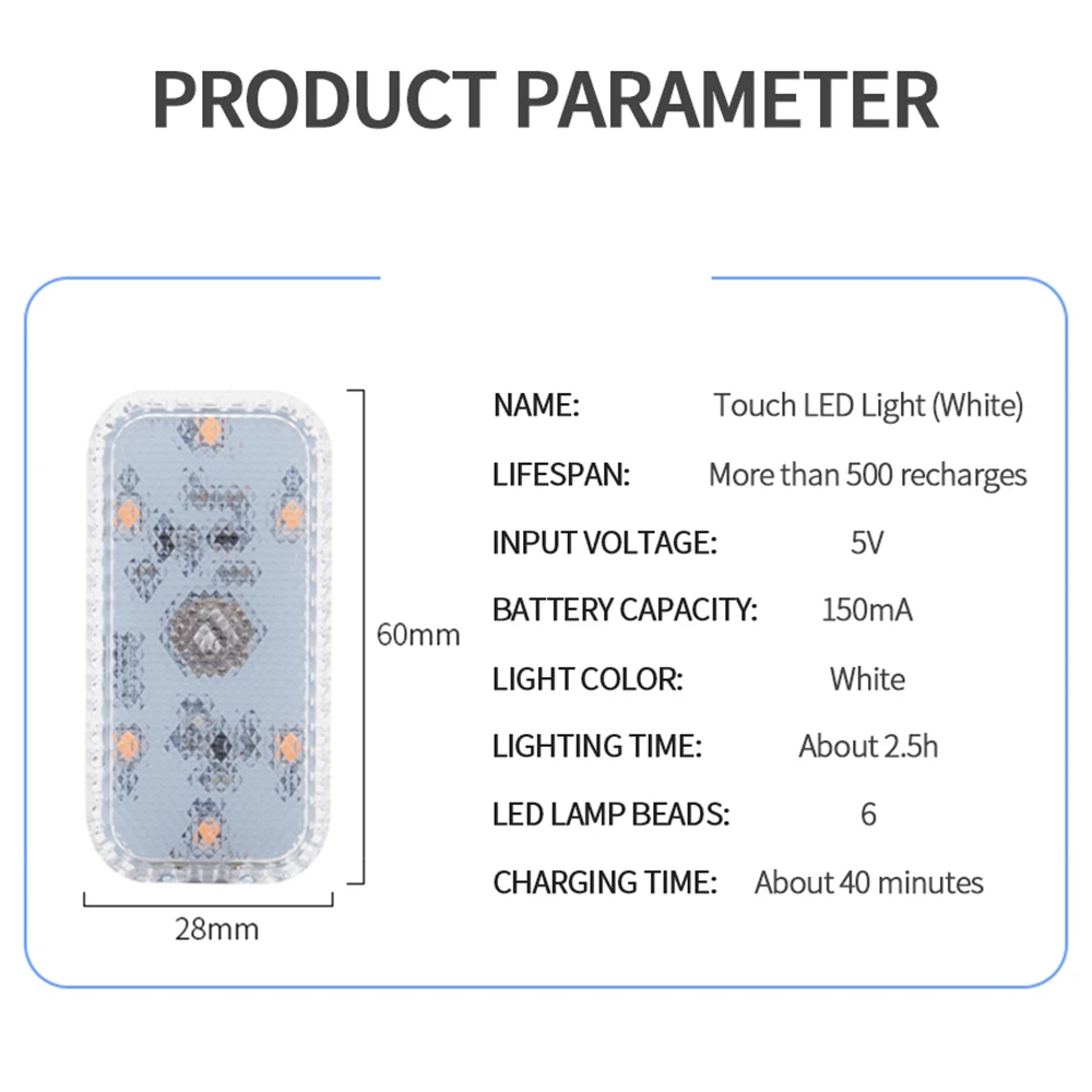 Touch Sensor Car Lighting Light Car Interior Atmosphere Light Mini Touch Roof Reading Lamp Car Styling Night Light USB Charging