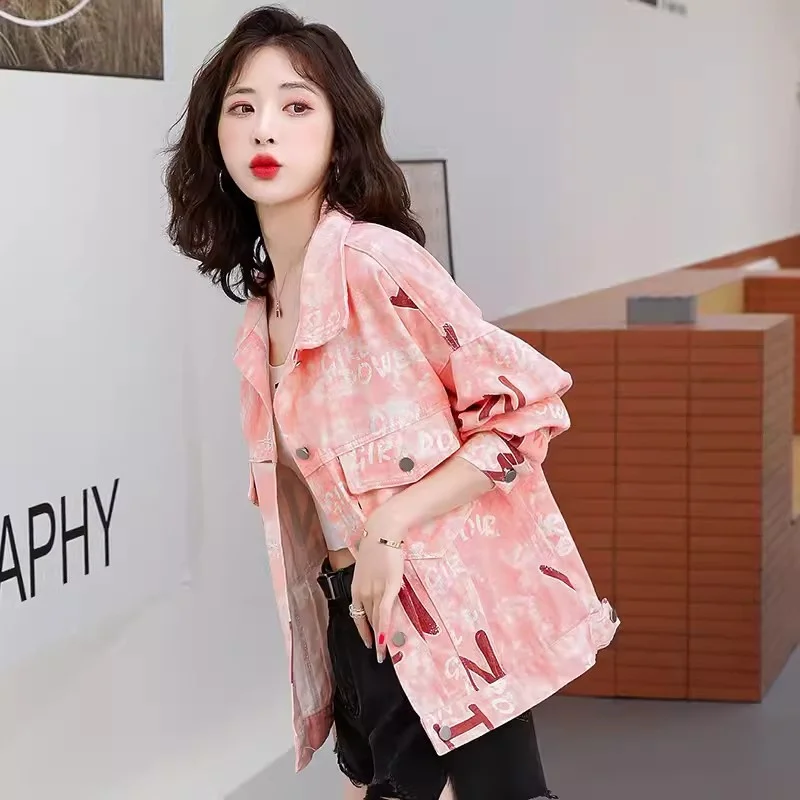 Fashionable and Loose Fitting Denim Jacket for Women's 2024 Spring and Autumn Season New Versatile Slimming Casual Denim Jacket