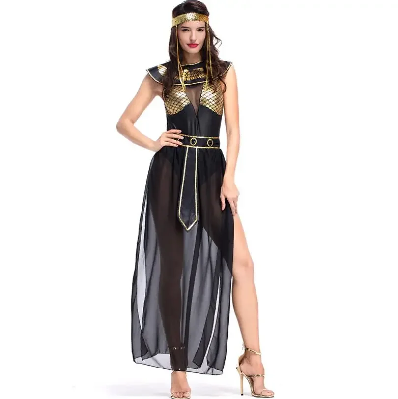 

Medieval Queen Cleopatra Costumes for Adult Women Ancient Egyptian Pharaoh Cosplay Clothing Halloween Egypt Princess Fancy Dress