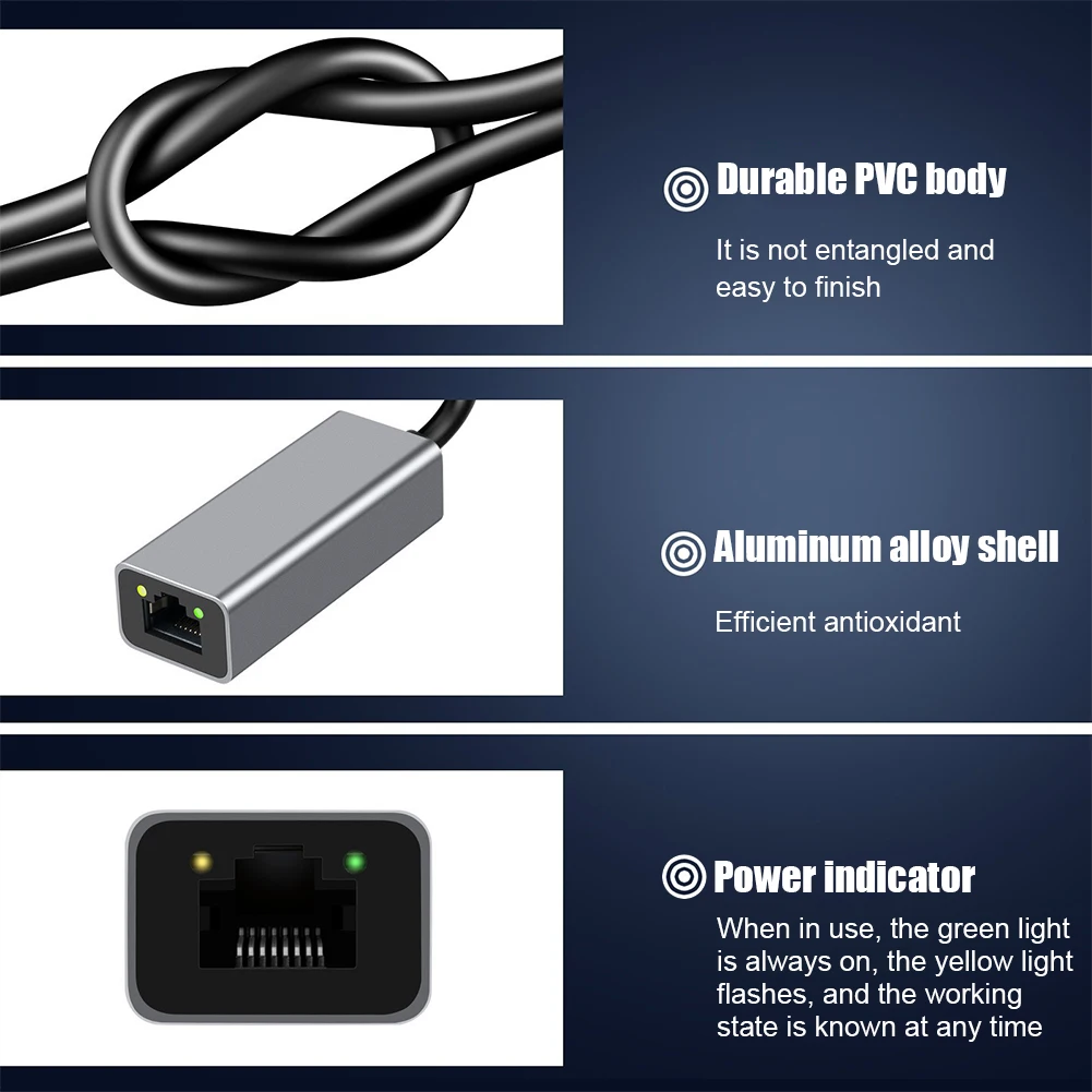 Network Ethernet Adapter Portable Laptop RJ45 External 1000Mbps USB 3.0 To Gigabit LAN Converter ConnectionDrive Tablet