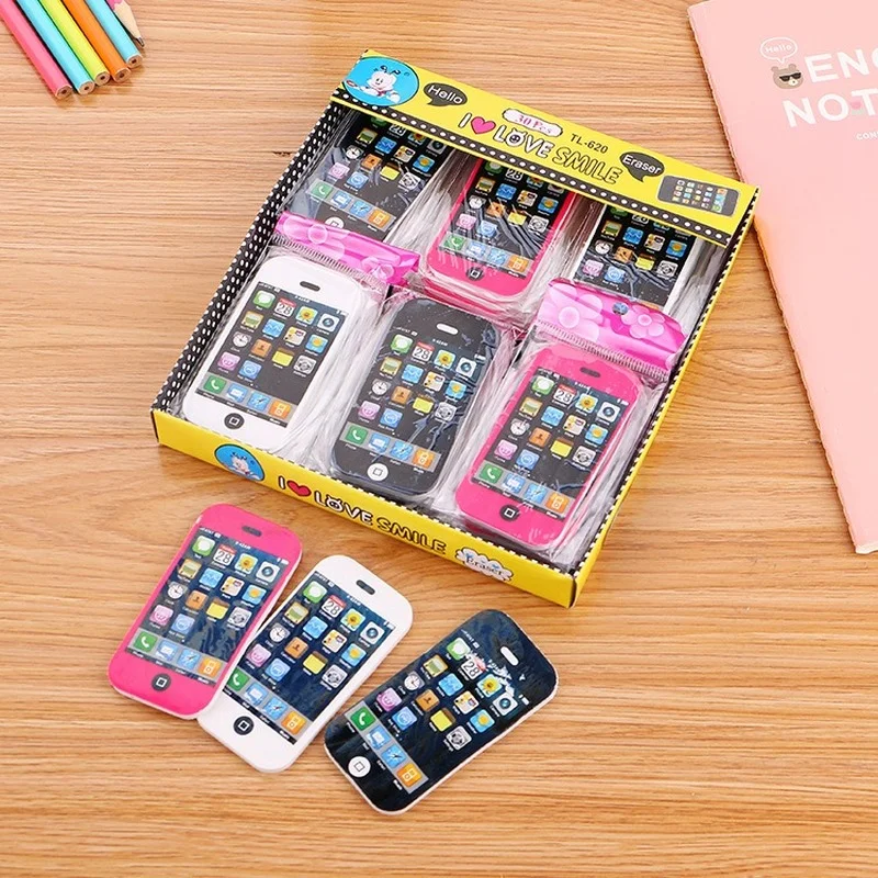 5pcs Phone Modeling Shape Eraser Children Gift Kid Toy Creative Novelty Student Learning Stationery Office School Supplies