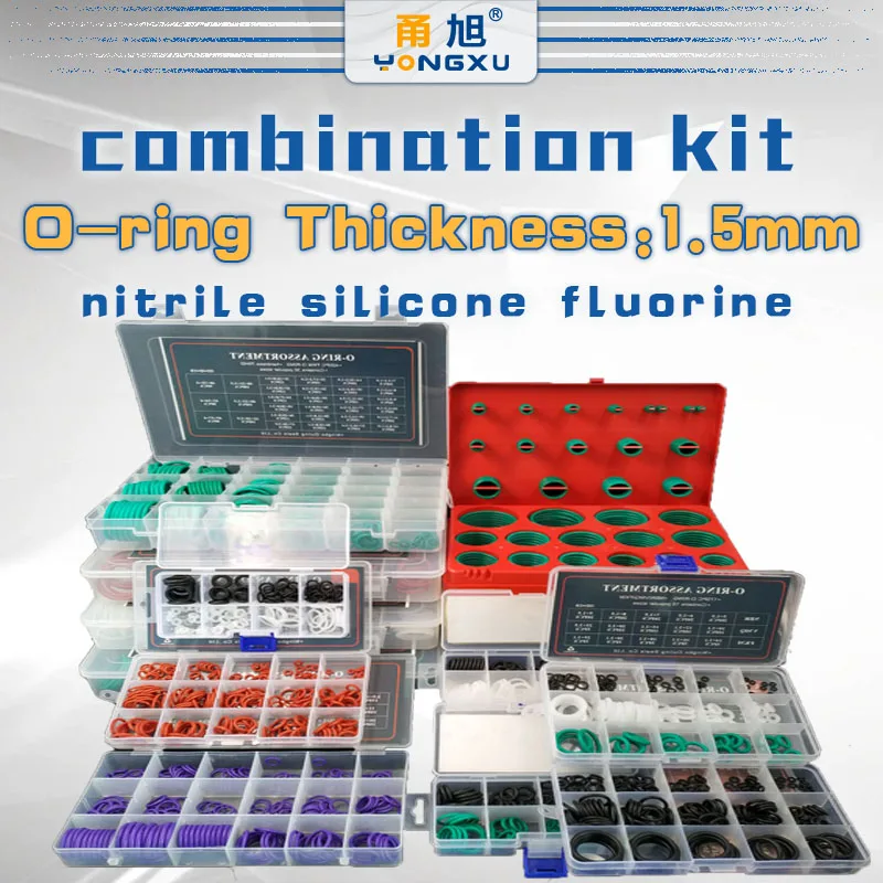 Boxcs1.5mm boxed nitrile silicone fluorine rubber repair kit sealing waterproof combination kit gasket o-ring faucet machine