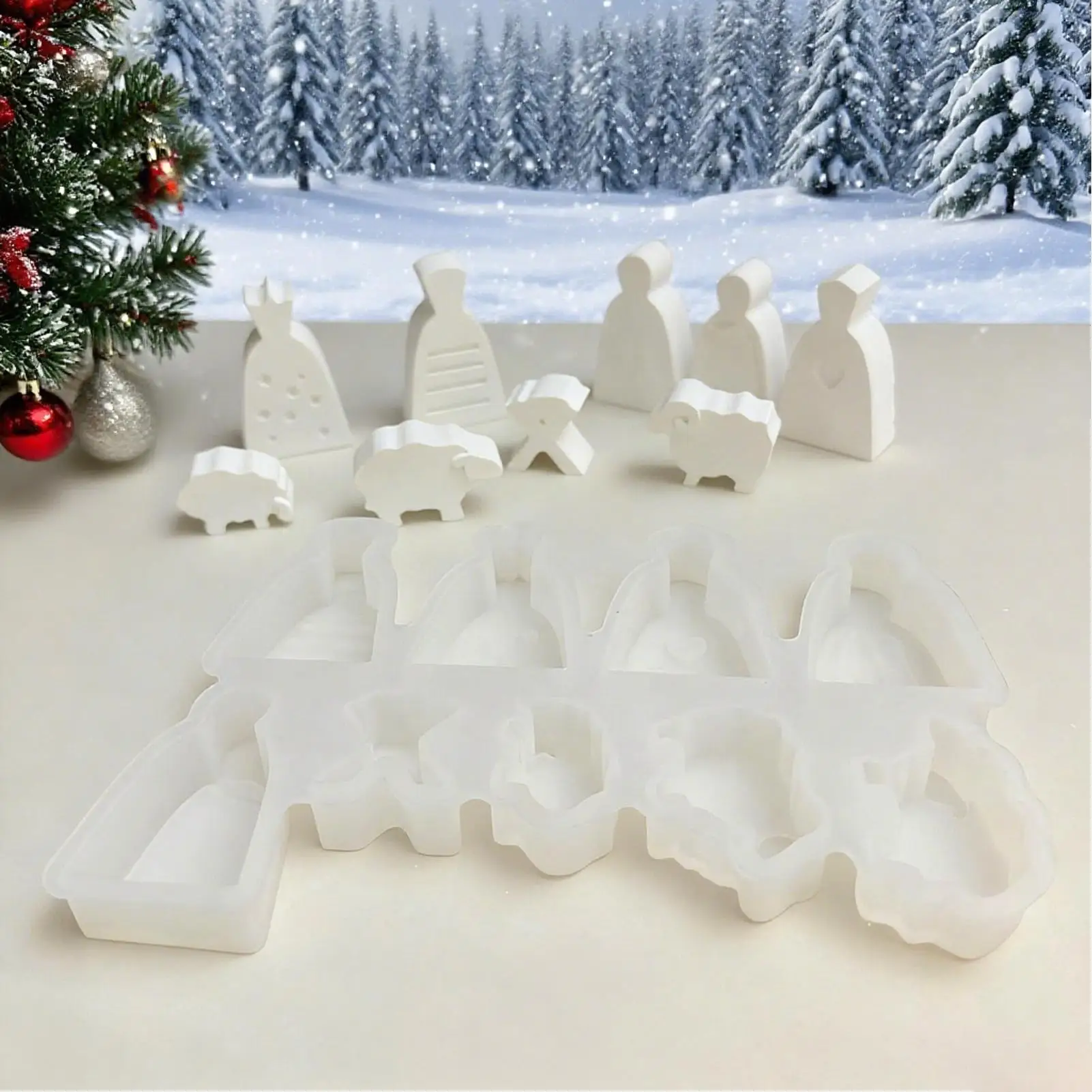 Nativity Scene Silicone Mold Religious Jesus Mould Jesus Chocolate Mold For Plaster Clay Scented Candles Halloween New Year