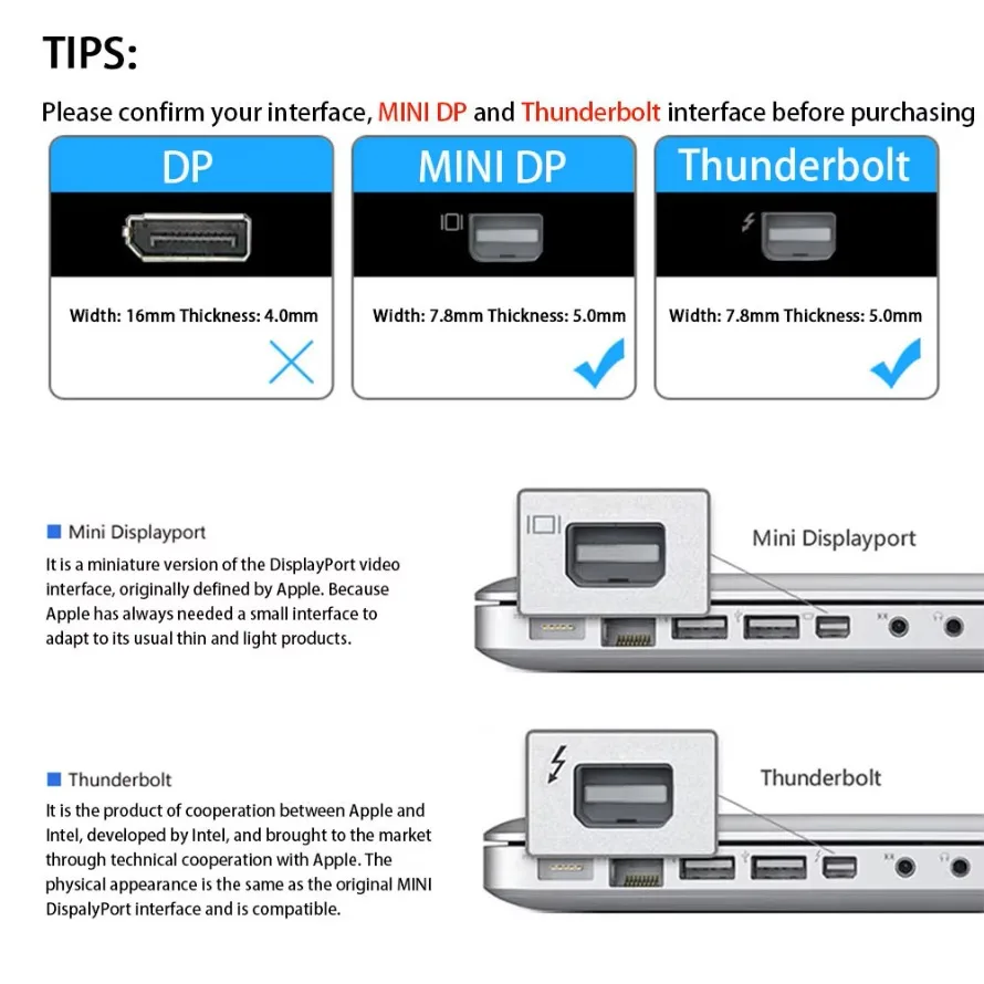 Adattatore Mini DP a HDMI compatibile, convertitore da Thunderbolt a HDMI 4K compatibile per MacBook, Surface, laptop, TV, monitor, proiettore - immagine 4