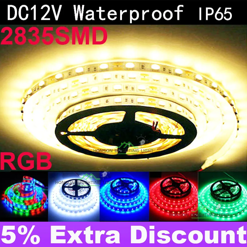 Светодиодная лента 12 В постоянного тока, 5 м, гибкая Диодная лента SMD 2835 RGB, адаптер с 24 кнопками питания и пультом дистанционного управления, водонепроницаемое освещение, 1 м, 2 м, 3 м, Декор