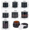 2pcs 5ml/10ml/15ml/20ml/30ml/50ml Glass Amber Cosmetic Face Cream Bottle Lip Balm Container Jar Pots Makeup Vials 2