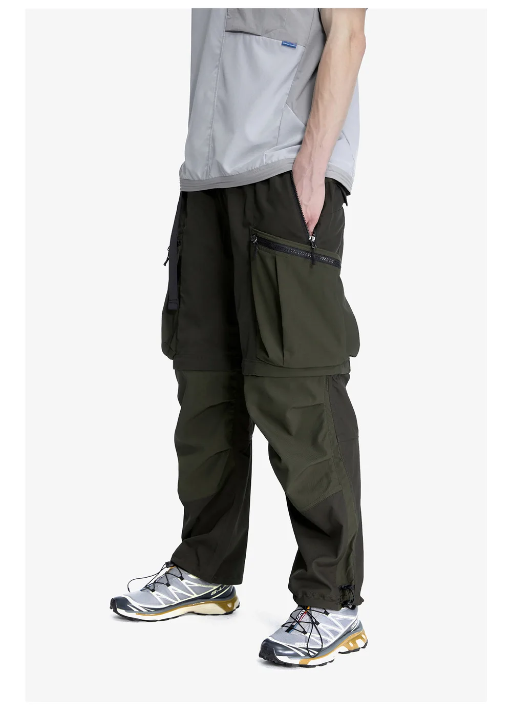 Reindee Lusion 23ss 208 2-in-1  detachable patchwork color block pants dwr coating multiple pockets techwear gorpcore warcore