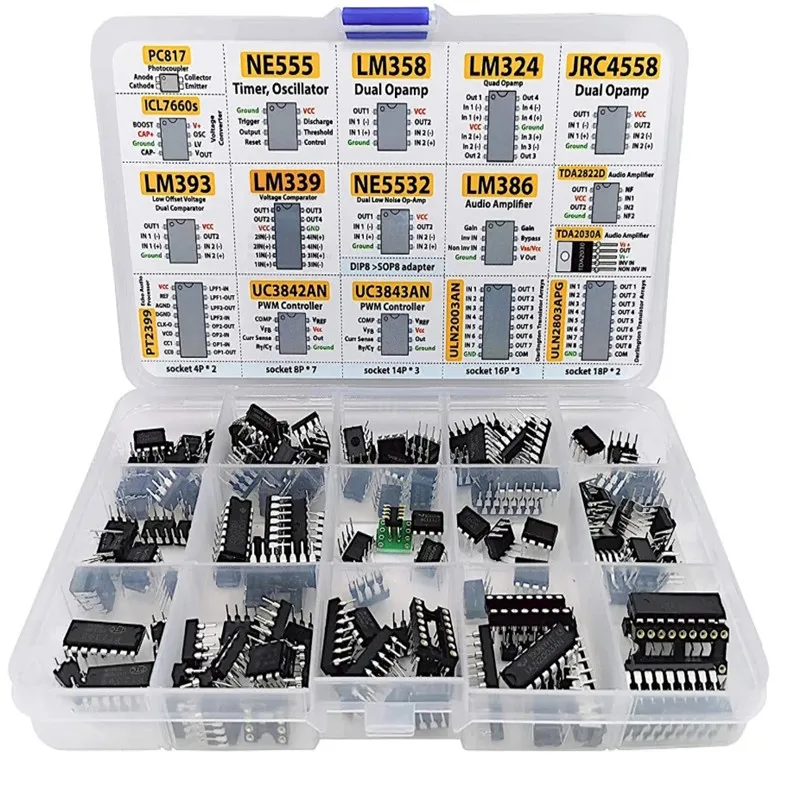 150 Pcs Opamp Oscillator Timer Optocoupler IC Pwm IC Chip Assortment Operational Amplifier PC817 NE555 LM358 LM324 JRC4558 10pcs as358am g1 as358amtr g1 as358amtr e1 as358am e1 ic opamp gp 2 circuit 8soic original new