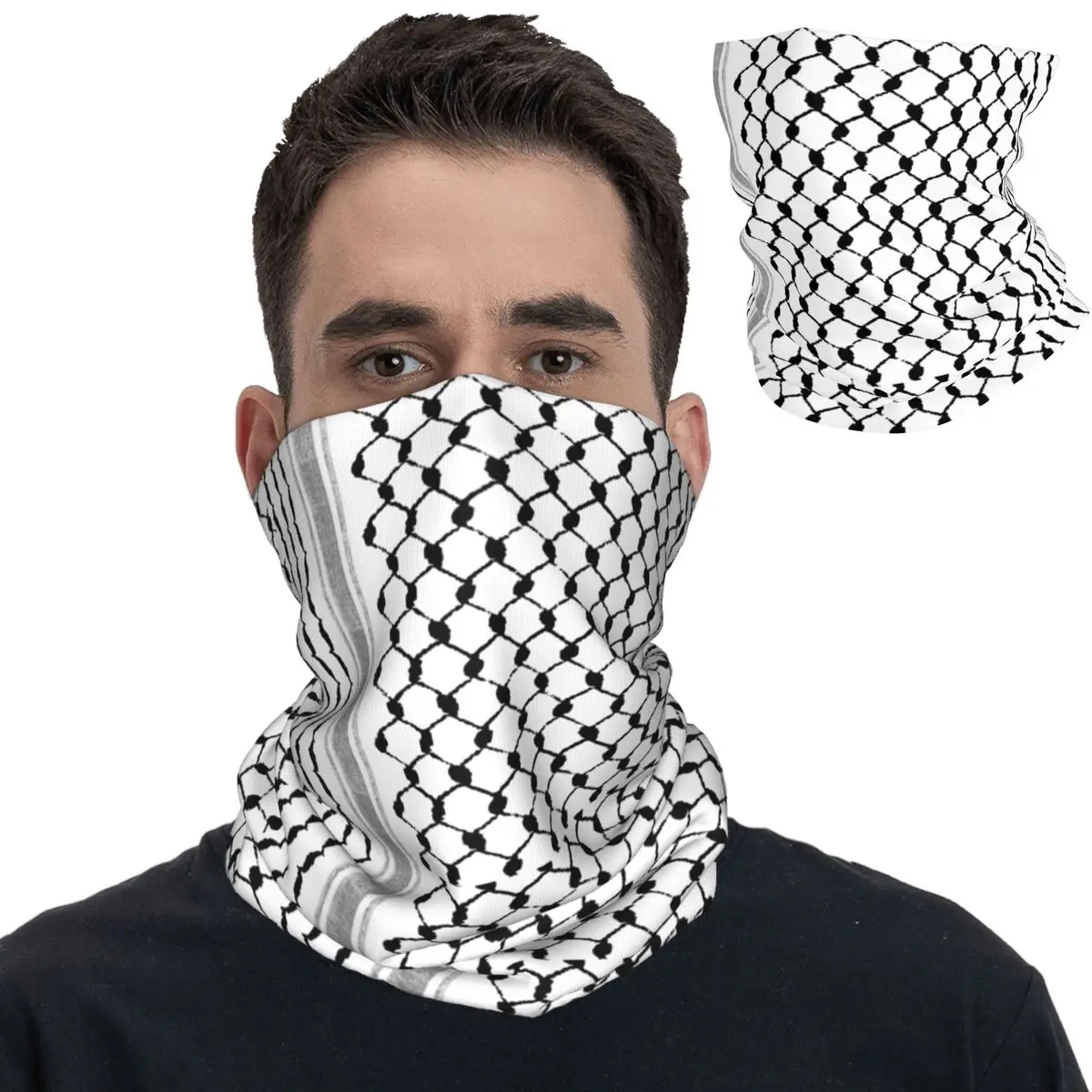 

Palestinian Hatta Kufiya Folk Bandana Neck Cover Palestine Arabic Keffiyeh Design Wrap Scarf Multi-use Headwear Outdoor Sports