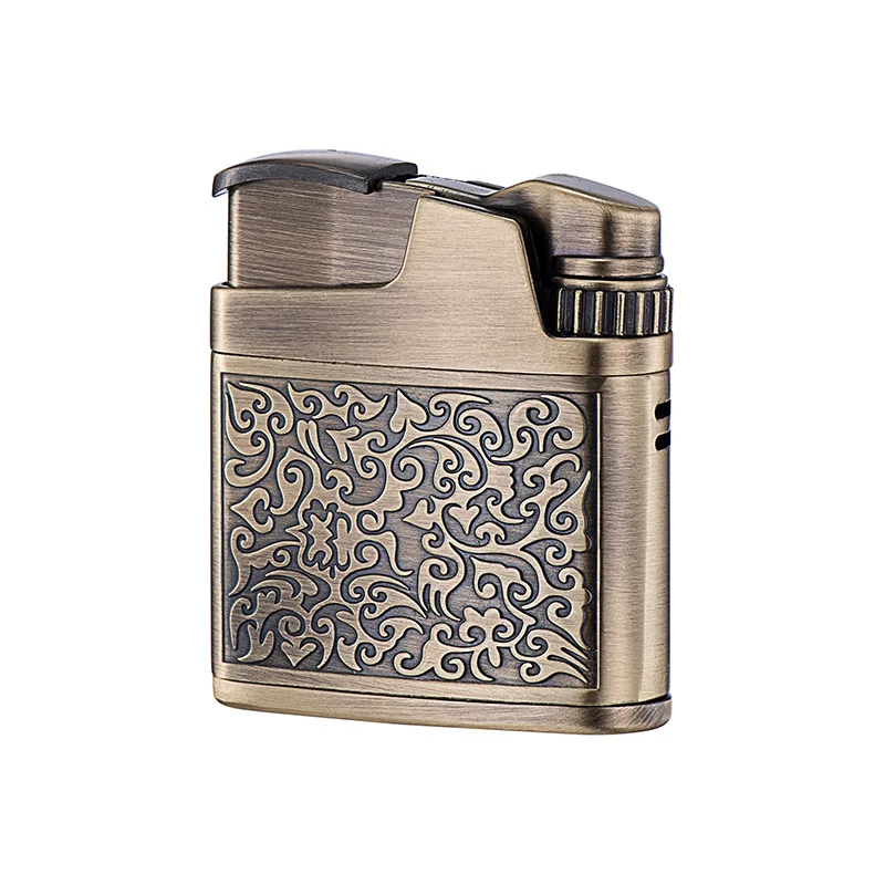 

Tang Grass Embossed Pattern Lighter Vintage Inflatable Lighter Electric Furnace Wire Windproof Metal Lighter Smoke Accesoires