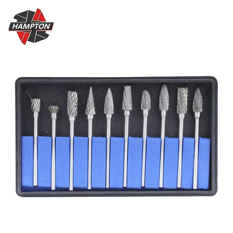 

10pcs Tungsten Carbide Rotary Burr Set 2.35x6mm Double Cut Rotary File Woodworking Milling Cutter Polishing Head