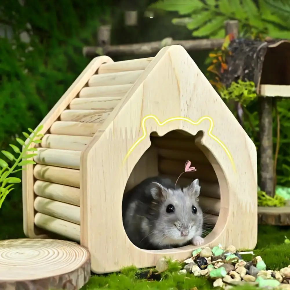 Practical Hamster Hut Wood Moisture-proof Hamster Nest House Reliable Eco-friendly Chinchilla Hideout Hut for Guinea Pig