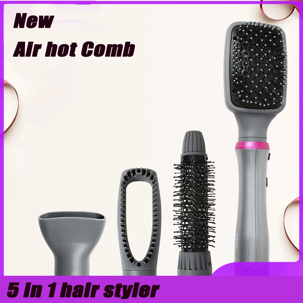 Electric Hot Air Comb Negative Ion Hair Dryer Multifunctional Straightening Brush Electric Straightening Comb Detachable Brush anti static detachable portable mini massage ionic hair styling straightening brush negative ion aaa battery air cushion comb