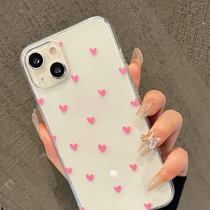 Pink Little Love Heart Shockproof Soft Phone Case Cover