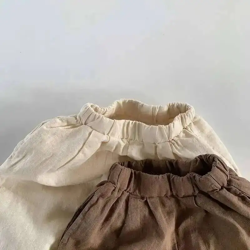 Frühling Sommer Kinder Shorts 1-8Y Jungen Mädchen Baumwolle Leinen Laterne Kurze Hosen Hosen Koreanische Kleinkind Tragen Für Kinder Kleidung Neue – Detail 6