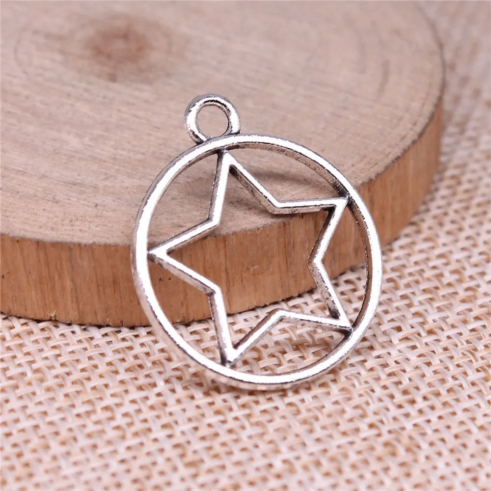 

Pendant Round Hollow Star Charms For Jewelry Making 28x24mm 10pcs