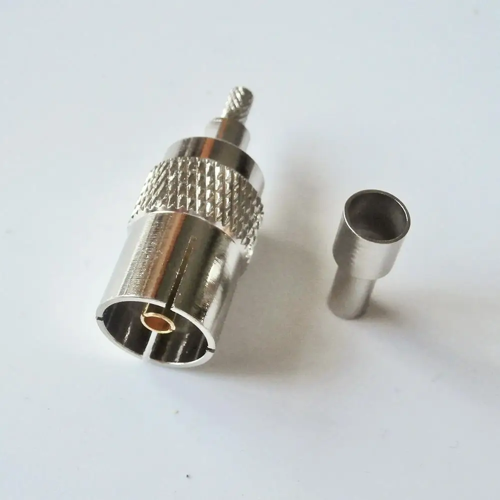 

RF Coax Connector Socket PAL DVB-T IEC Female Window Crimp for RG316 RG174 LMR100 RG179 RF Coaxial cable Nickel Plated Brass