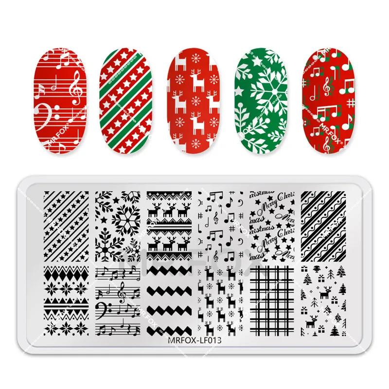 Christmas Nail Stamping Plates Rectangle Template Stencils Nail Art Stamp Image Plate Manicure Stainless Steel Nail Print Tools 2