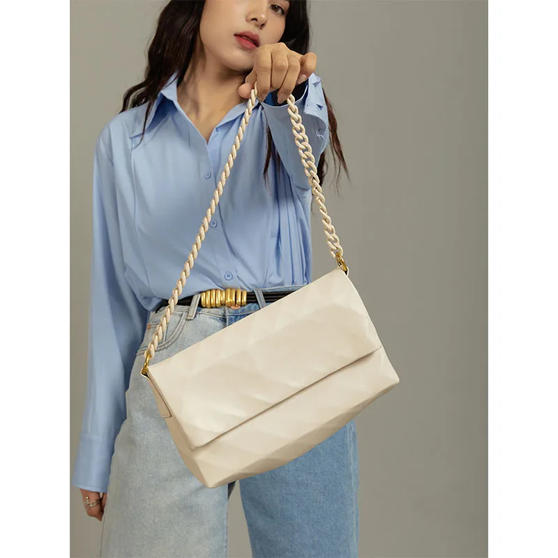 

Niche high sense geometric rhombus underarm shoulder Korean women's chain crossbody bag