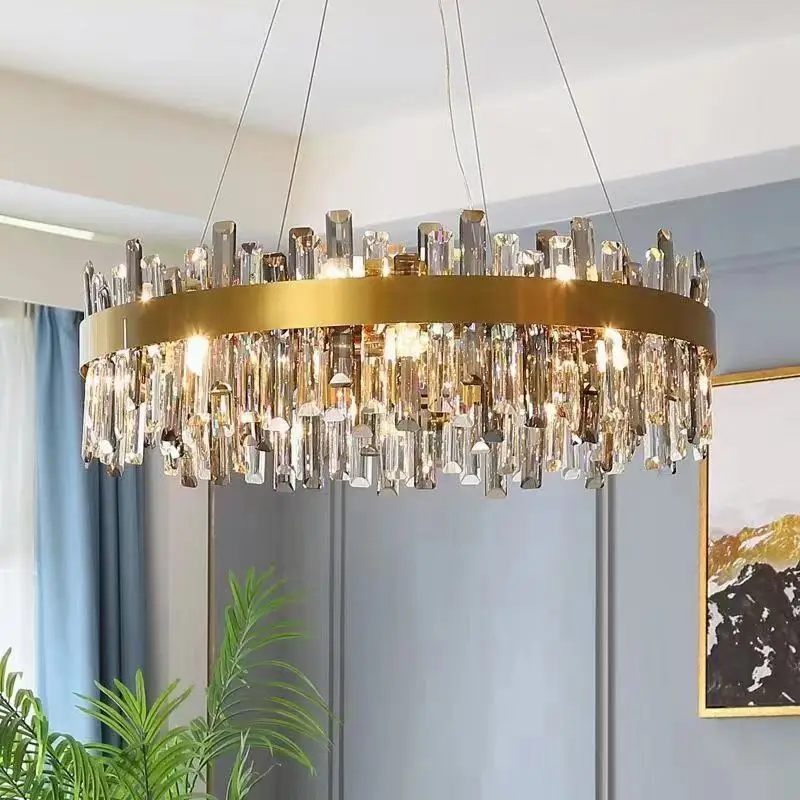 

Postmodern Crystal Round Oval Designer LED Chandelier Lighting Lustre Hanging Lamps Suspension Luminaire Lampen For Foyer