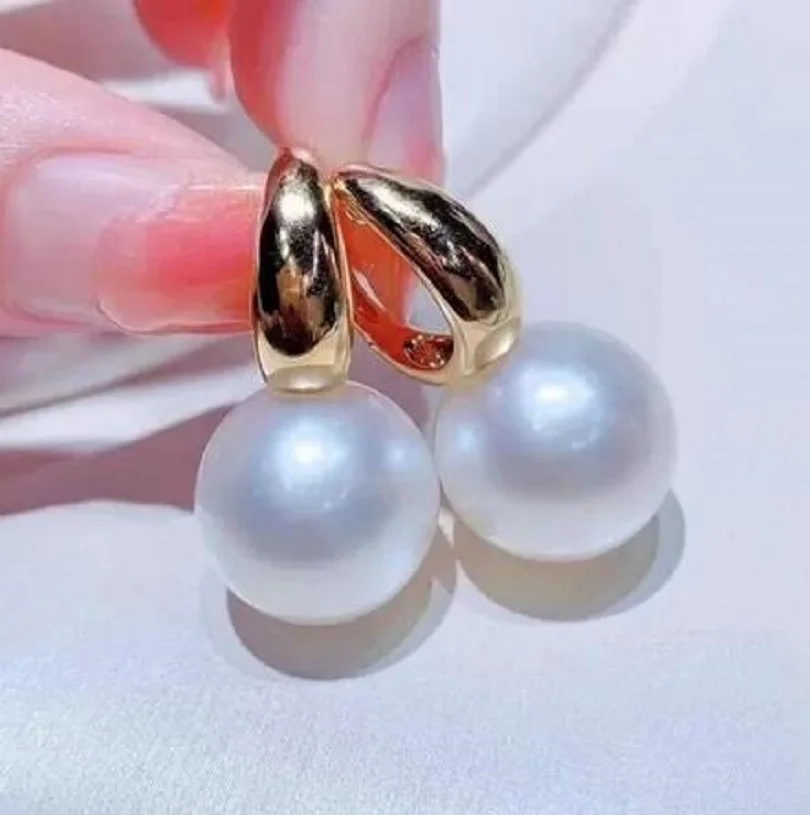 

Gorgeous AAAAA 10-11mm natural south sea genuine Round white pearl earring 925S