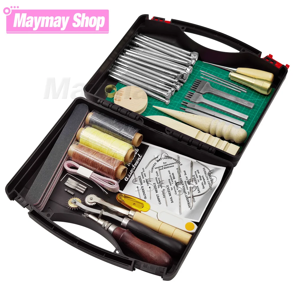 Professional Leather Craft DIY Tools Kit, Hand Sewing, Stitching, Punch,  Carving, Work Saddle, Leather Craft Accessories