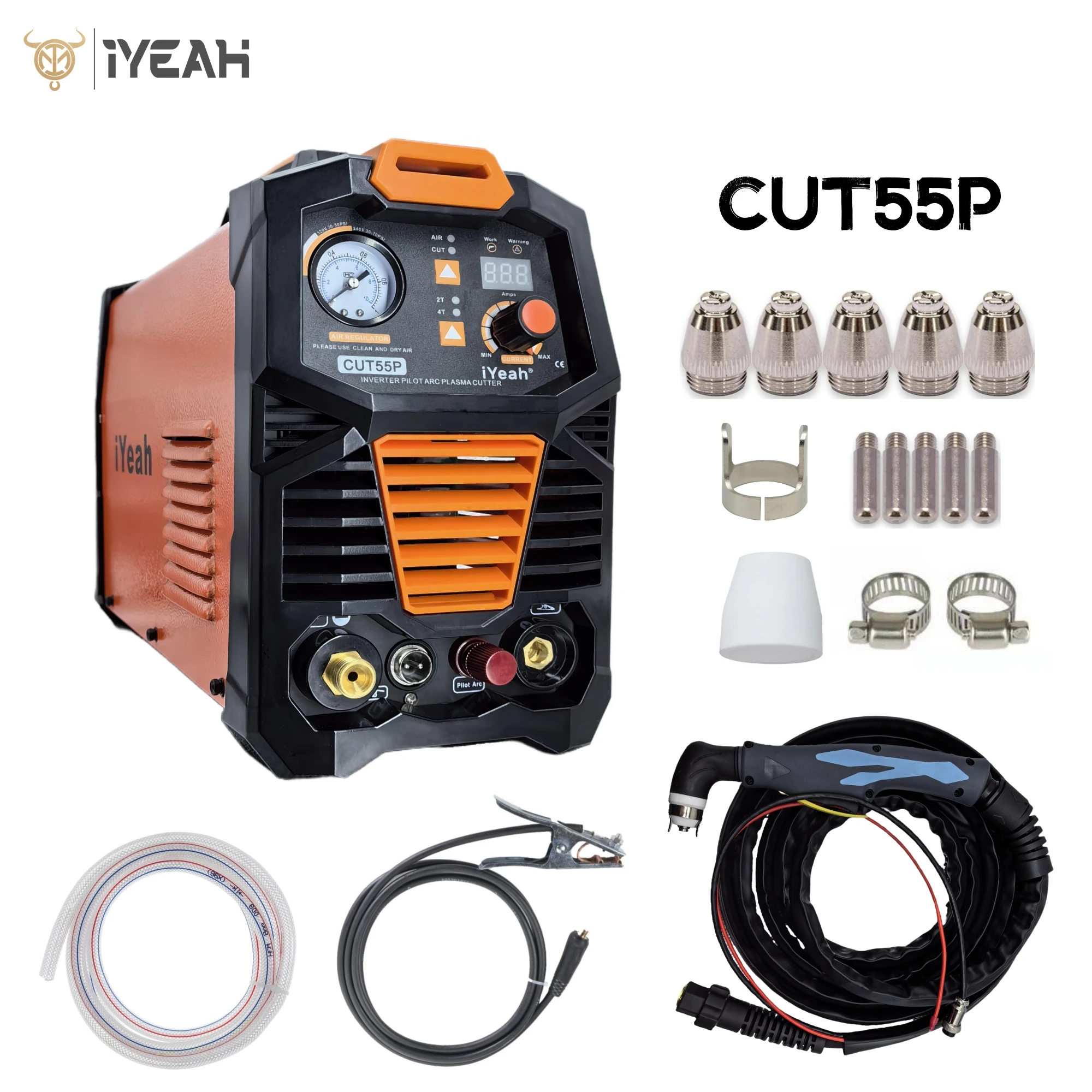 Plasma Cutter CUT55P HF Pilot Arc iYeah 110V/220V 55A Plastic Air Cutting Welder Machine With AG60P Torch MAX Cutting 20mm 3