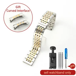 Stainless Steel Watch Strap - Silver, Gold, Rose Gold Options - 24mm (06-Steel golden)