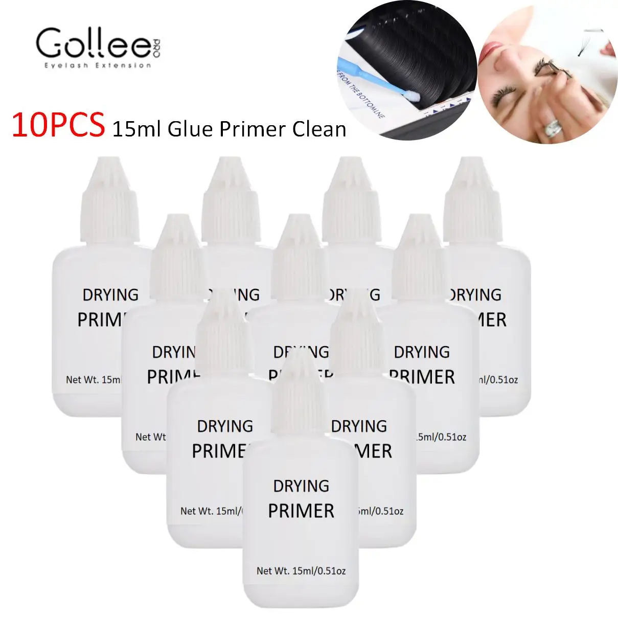Gollee 10Pcs Colla All'Ingrosso Primer Detergente Per Ciglia Rimozione Olio Proteico Primer Per Ciglia Aumentare Adesivo Bonding Power Lash Supplies