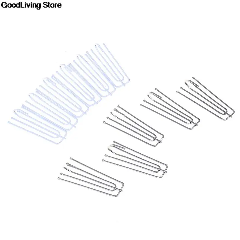 50Pcs Four Fork Metal Anti-rust Curtain Tape Hook Curtain Cloth Ring Clamp Top Rod Stainless Steel Accessories 7x2.5cm